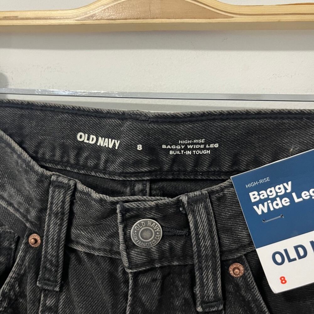 NEW Old Navy Girl's Black Baggy Wide Leg Jeans Size 8 - Picture 5 of 7